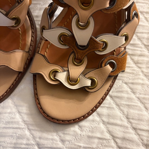 Coach Tan and White Strappy Sandals - Picture 3 of 12